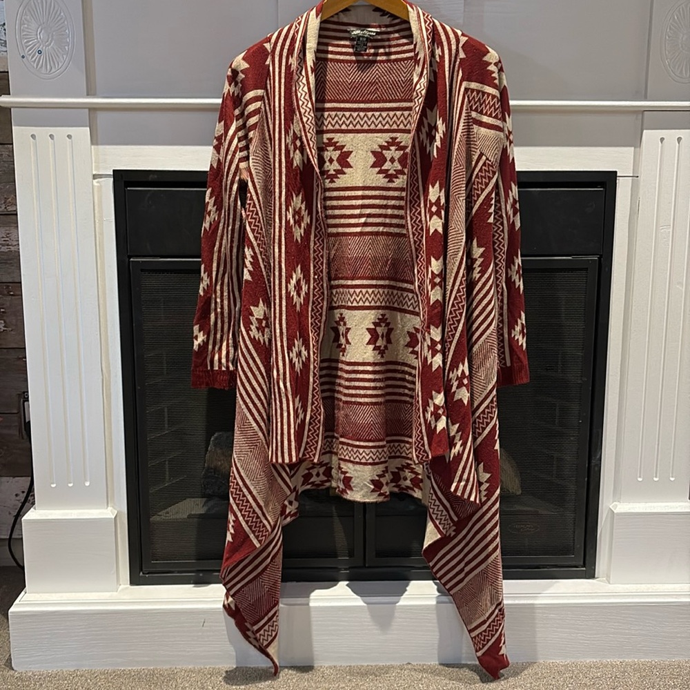 Aztec print cardigan, Medium, 3/4 sleeves